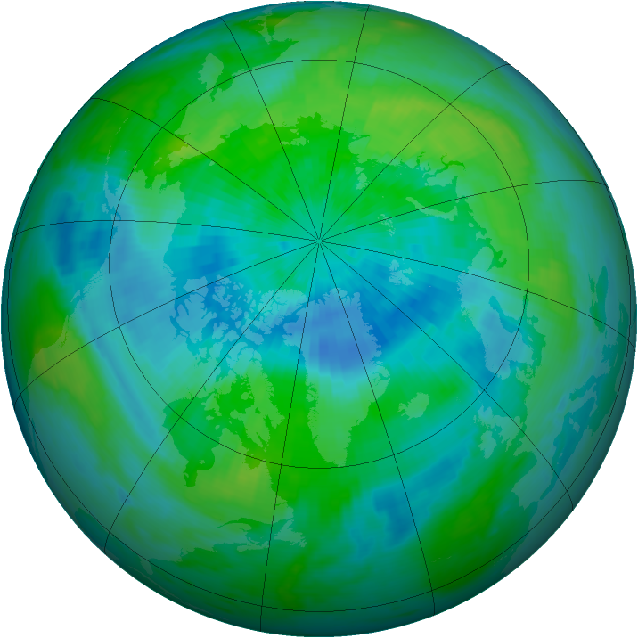 Arctic ozone map for 19 September 1986